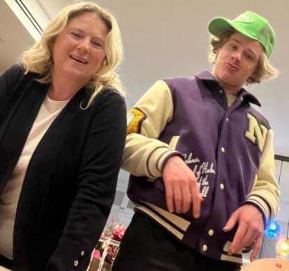 Lev Cameron with his mother